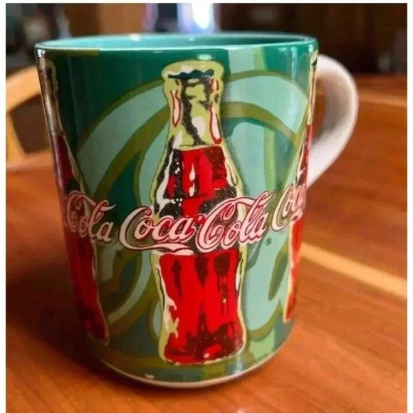 Retro Inspired Vintage Coca Cola Beverage Bottle Coffee Mug Blue Green Collector - Picture 3 of 5
